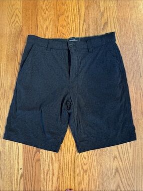 Eddie Bauer Black Micro-Textured Flat Front Shorts